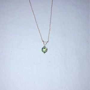 10K solid yellow gold Peridot heart and CZ Pendant Necklace